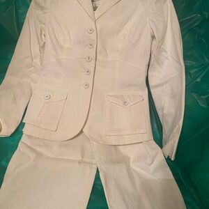 Pant Suit Textured Pinstripe 2P Jacket & 4 Regular Pants Style ANN Fully Lined
